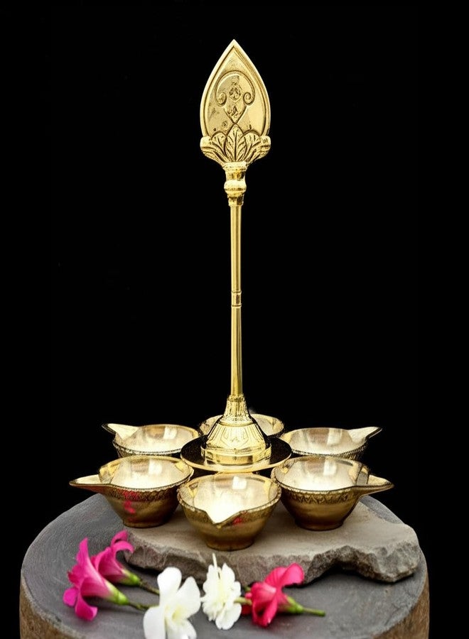 PUYANGAM بويانغام براس 6 موغام فيل فيلاككو | Vel Murugan Diya - مصباح وجه Tamil Om Vel Brass 6 للبوجا - Image 1